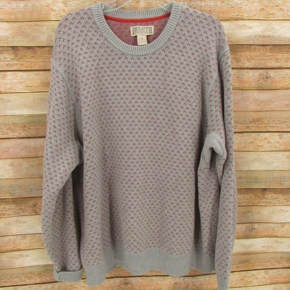 Duluth Trading Gray/Rust Crew Neck Men's Sweater 2XL - Picture 1 of 14